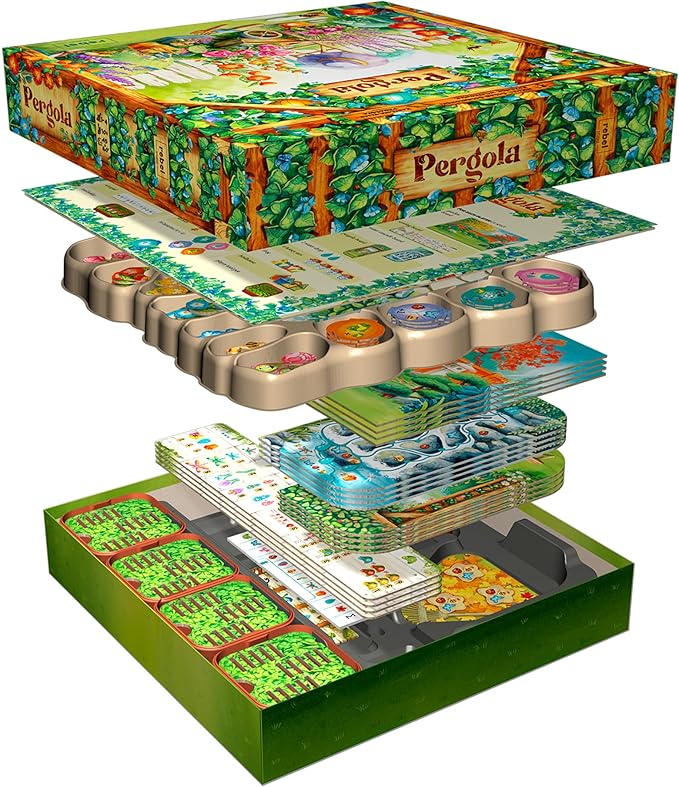 Rebel Studio Pergola Board Game - Euro-Style Gardening Strategy Game with Action Drafting, Tile Placement & Set Collection for Kids & Adults, Ages 10+, 1-4 Players, 45-60 Min Playtime