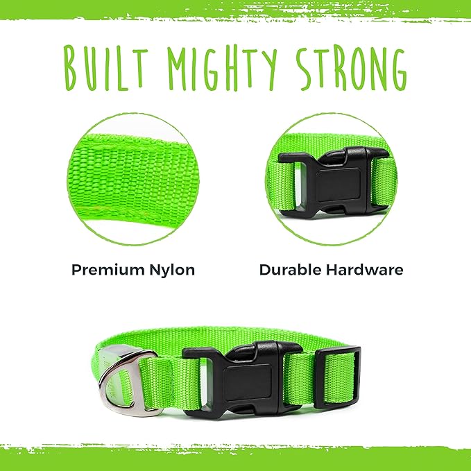 Mighty Paw LED Dog Collar - USB LED Rechargeable - USB Rechargeable Light - High Visibility Glow Strips - Glow Pet Weather Resistant - Enhanced Nighttime Visibility - Light Up Dog Collar - (L, Green)