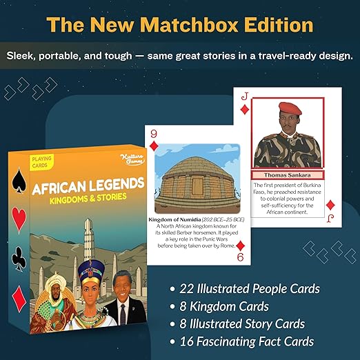 Kulture Games - Educational Playing Cards African History - Fun Playing Cards for Adults & Kids - Homeschool Learning Cultural - African Legends Kingdoms Stories - History Learning - Ages 6+