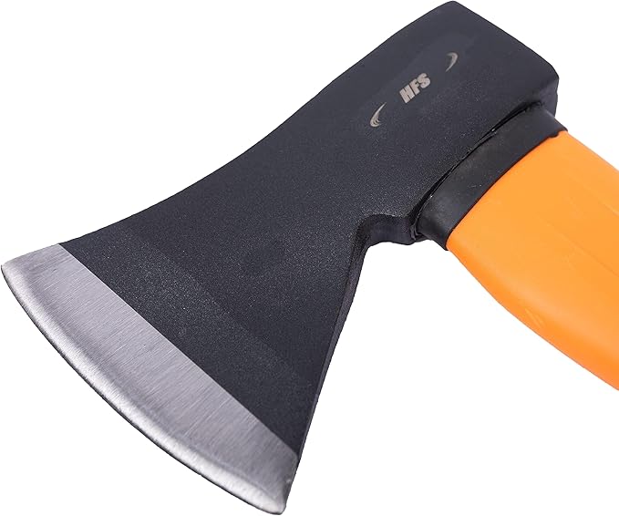 HFS(R) 14.5 Inch Axe Hatchet with Fiberglass Handle 21oz/600g Head Weight Heat-Treated Blade, Anti-Slip Grip, Perfect for Camping, Hiking, Woodworking