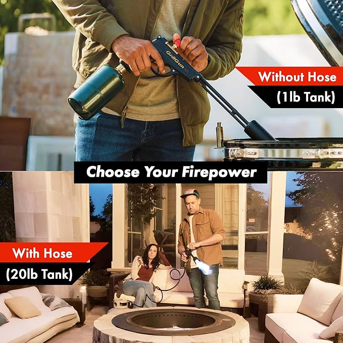 Grillblazer GrillGun Handheld Propane Charcoal Torch – 400,000+ BTU Flame Torch for Instant Charcoal Ignition, Outdoor Cooking, Firepits, Camping, BBQ – Portable High-Power Blowtorch With Stand