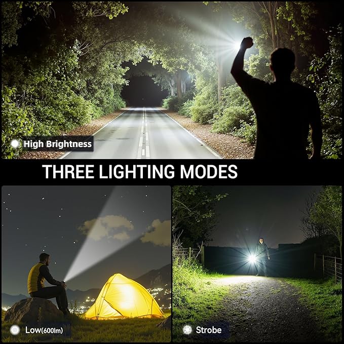 LED Flahlight High Lumens,2 Pack Rechargeable Metal Flashlights Waterproof, Super Bright Flash Light for Camping Hiking Outdoor Home Emergency, Camping Essentials Gear
