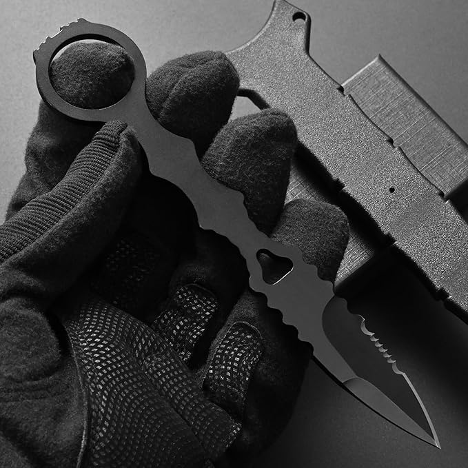 GTK397 Cool Fixed Knife D2 Steel Blade Stainless Steel Handle EDC Tool Knifes for Outdoor Camping Adventure Survival(A)
