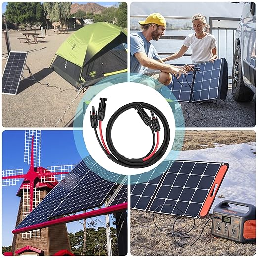 3FT 10AWG Solar Panel Extension Cable with Female and Male Connectors, Solar Cable for Solar Panels, Charge Controllers and Solar Generator (10AWG, 3FT)