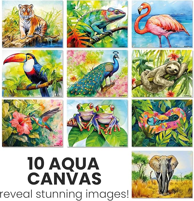 QUOKKA Dementia Activities for Seniors - Water Painting Alzheimers Products for Elderly - Reusable Activity Kits for Dementia Patients - Tropics Wildlife Relaxing Set