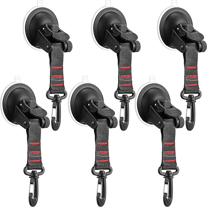 Maitys Heavy Duty Suction Cups with Hooks Tie Down Strong Suction Cup Anchor Car Camping Accessories Vacuum Outdoor Suction Cup with Hooks for Car Boat Awning Camping Tent Trap