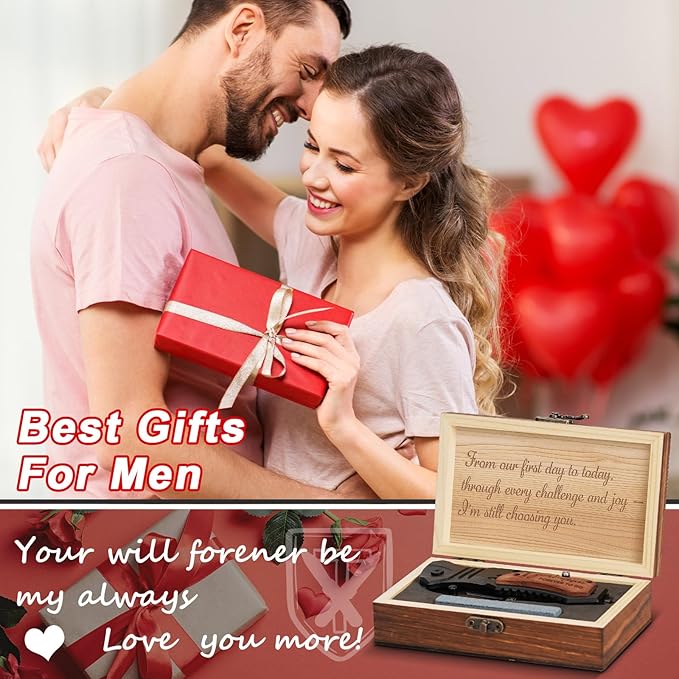 1 Year Anniversary Paper Gifts for Boyfriend, 1st Anniversary Present for Men Him Husband, First Year Marriage Keepsake, Wedding Date Engraved Pocket Knife with Gift Box, Personalized Mens knife
