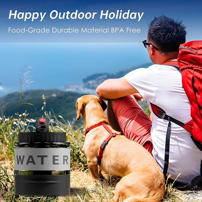 Portable Dog Water Bottle, 54oz Large Travel Water Bowl Dispenser for Dogs Camping Beach Walking Essentials, Big Portable Travel Water Bowl and Beach Accessories for Dogs,, Bpa Free, Safe and Durable