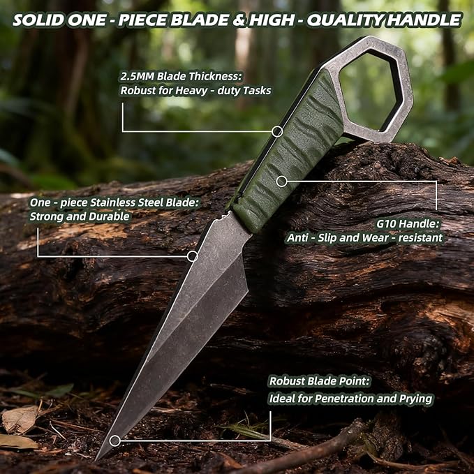 KOFERY Fixed Blade Knife with Sheath - Practical Tool for Everyday Carry, Outdoor Adventures, and Self Defense Requirements(Green)