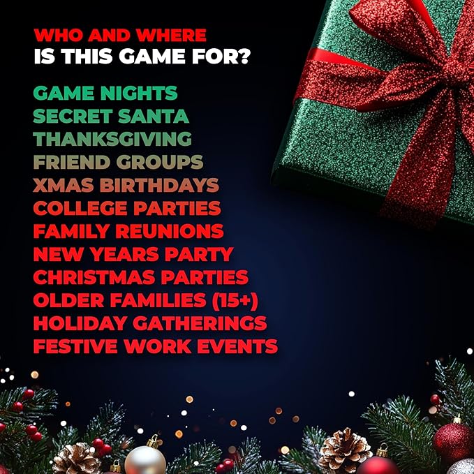 Christmas Card Game More vs Less - Family Games | Christmas Stocking Filler Games | Xmas Gift Ideas, Secret Santa Gifts | Holiday Party Games | Cards Games for Adults Parties | Age 15+