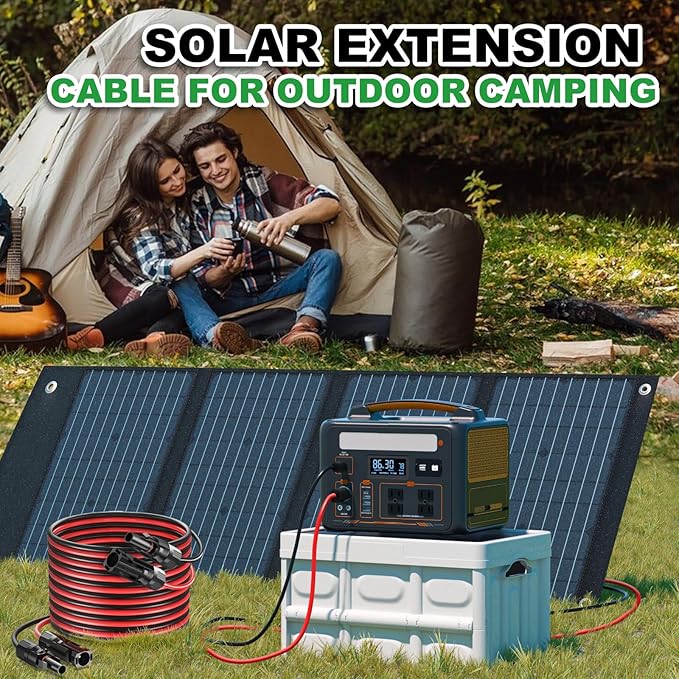 Oududianzi Solar Extension Cable 100Ft, Solar Wire 10AWG, Tinned Copper PV Cable 10Gauge, Solar Panel Wires and connectors for Home RV Boat Camping Off-Grid Solar System, Set of 2