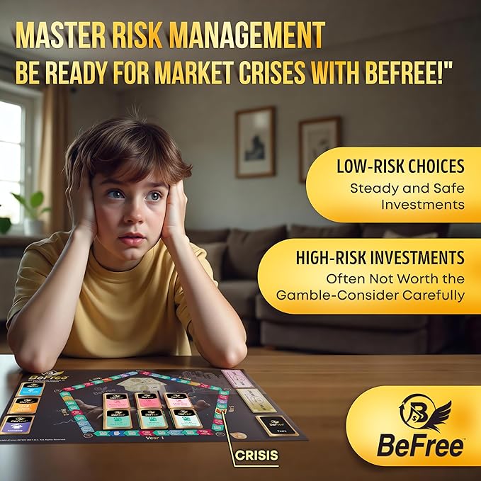 BeFree Strategy & Financial Literacy Board Game ??for Family & Teens with Fun Learning | Earn Money, Manage Cash Flow & Payday | Pay Deals, Invest in Real Estate & Stocks Assets (BeFree)