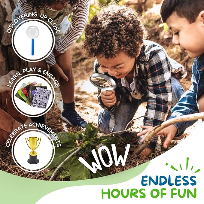 Deck?™D - Go Scavenger I 40 Toddler Scavenger Hunt Cards I Fun & Educational Outdoor Games with 5 Play Modes I Inc Magnifying Glass &Trophy I Scavenger Hunt for Kids Ages 4-8 and up
