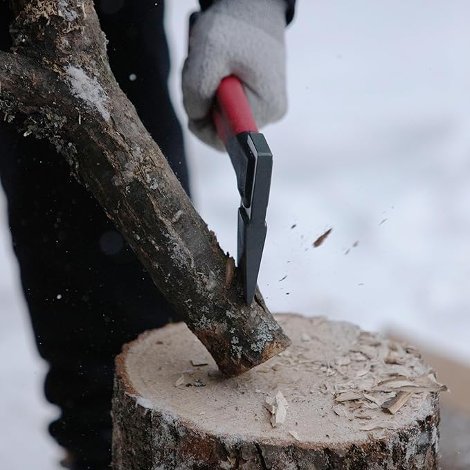 INTERTOOL Hatchet Lightweight for Camp Firewood Splitting & Kindling - Small 14" Wood Chopping Axe with Shock Absorbing Anti-Slip Handle & Sheath - Ax for Outdoor, Hiking, and Gardening - HT08-0291