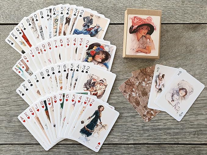 Edwardian Elegance Playing Cards (Poker Deck 54 Cards All Different) Beautiful Ladies in Romantic Hats Gowns Parlors and Courtship Scenes from a Graceful Past
