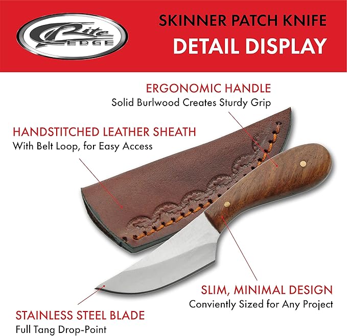 Szco Supplies 4.75??Small Slim Skinner Patch Outdoor Hunting Knife with Brown Leather Sheath (DH-7990)