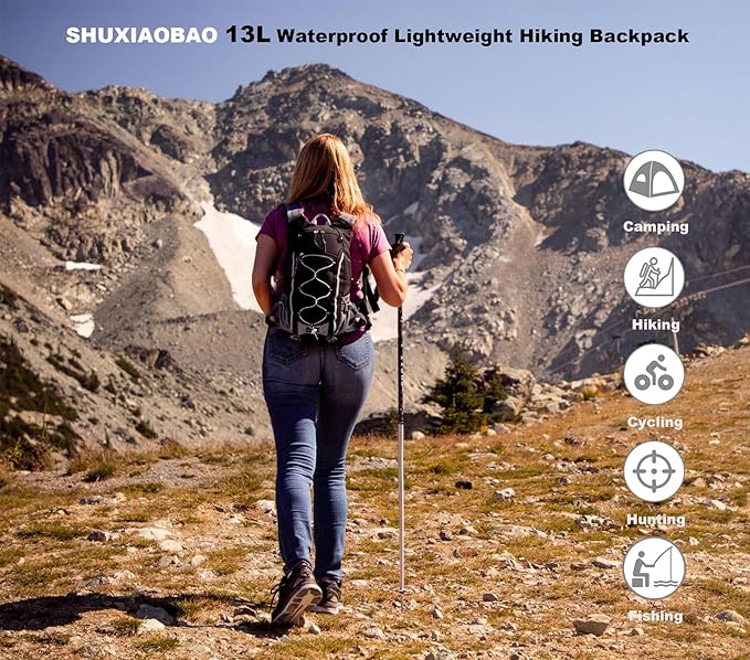 Small Hiking Backpack Lightweight Waterproof Daypack for Camping Cycling Fitness Outdoor Sports - Women Men Teens