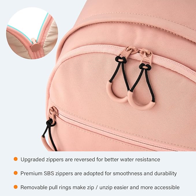 Carry On Travel Backpack For Women, 18 Inch Water Resistant Large Backpack Lightweight Bookbag For Men, 8x14x18 Personal Item Bag Casual Daypack Backpacks For Work Office Commuter (Pink)