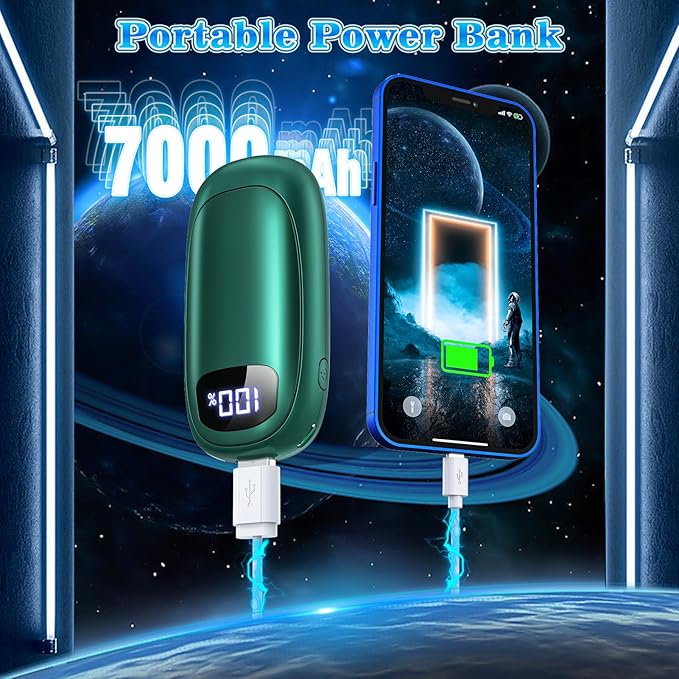 Hand Warmers Rechargeable 2 Pack, Electric Dual-Sided Heating with LED Display & Flashlight, Max 127?? 13Hrs Long Lasting Pocket Heater for Raynauds, Golf, Hunting Essentials, Gifts for Men Women