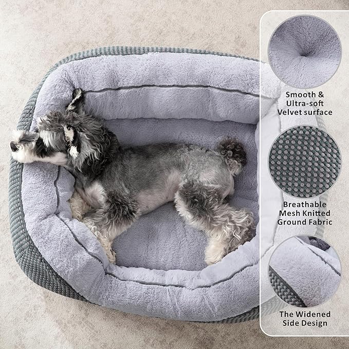 INVENHO Large Dog Beds Large Sized Dog Washable, Orthopedic Warming Soft Sleeping Puppy Bed Durable Pet Bed with Anti-Slip Bottom L(35"x25"x10")