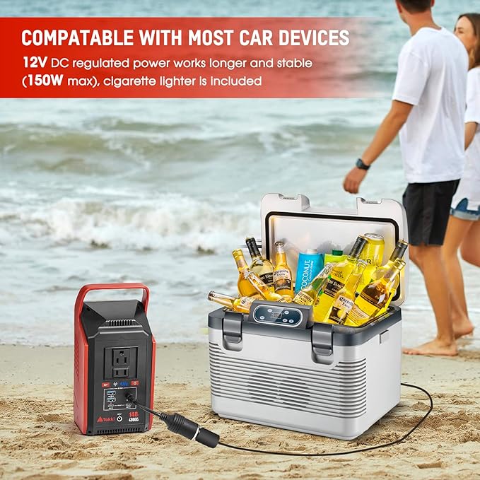 Takki 200W Portable Power Station, 148Wh Camping Solar Generator with Flashlight Peak 300W 110V AC Outlet DC USB Ports Battery Backup for Camping Gear CPAP Home Laptop Emergency