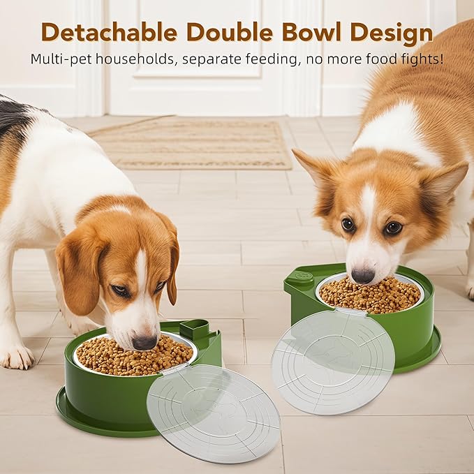 Stainless Steel Dog Bowl Set with Lids, 304 Metal Dual Food & Water Bowls for Dogs & Cats, Large Capacity Pet Feeder with Cover Keeps Food Fresh, Anti-Skid Dog Dish for Small/Medium/Large Pets