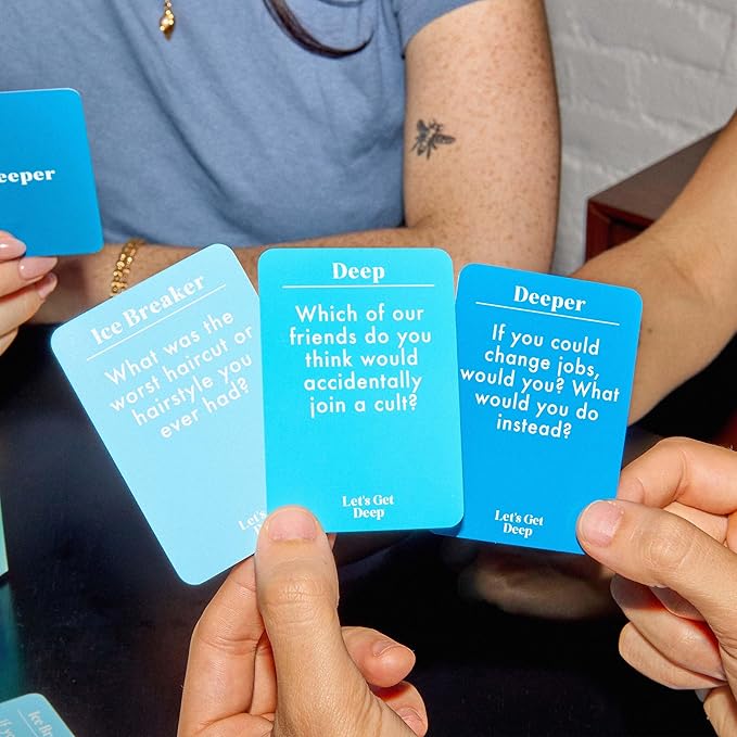 Let's Get Deep: Friends Edition by Relatable, Fun Group Card Game for Game Night, Perfect for Party Games with Friends, Includes 400 Question Cards, Three Increasingly Personal Levels