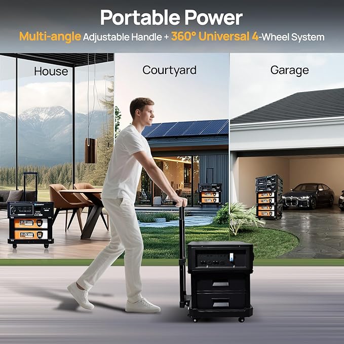 ECO-WORTHY 5120Wh SL3500 Stackable Power Station with 4×200W Portable Solar Panels, 120V 3500W AC Output Camping Kit Emergency Backup Home Blackout RV