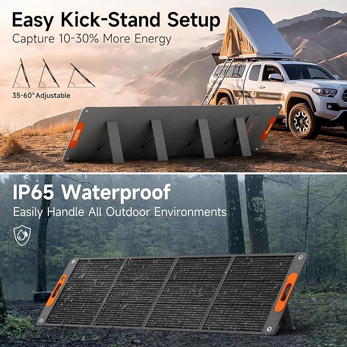 200W Portable Solar Panel for Power Station, 24% High Efficiency ETFE Foldable Solar Panel Charger, QC3.0, Type-C 60W, MC4 Output, IP65 Waterproof, for Outdoor Camping, RV, Emergency Power Supply