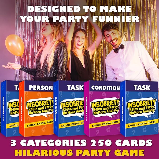 QUOKKA Fun Party Game for Adults - 250 Card Improv Challenge - Hilarious Friens and Family Game Night