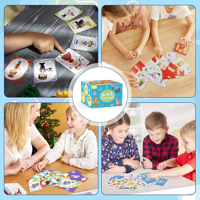 Kids Card Games, Go Fish,Old Maid,Crazy 8s,Memory Match,Slap Jack,War, Cards Game for Kids 4-8, Fun Game for Family Game Night Party Table Games, Easter Basket Stocking Stuffers Gifts, 6 Decks