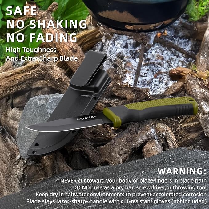 Professional Tactical Knife with 360° Rotating Belt Sheath | Premium German DIN 1.4116 Steel Blade with Non-Stick Coating | Heavy-Duty Fixed Blade for Survival, Camping, Hunting