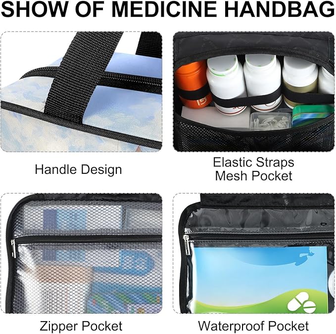 Fustylead Artistic Of Farm Lamb Oil Painting Empty Travel First Aid Bag Large Home Medication Bag with Zipper for Pills,Vitamin,Fish Oil,Supplements for Women and Men