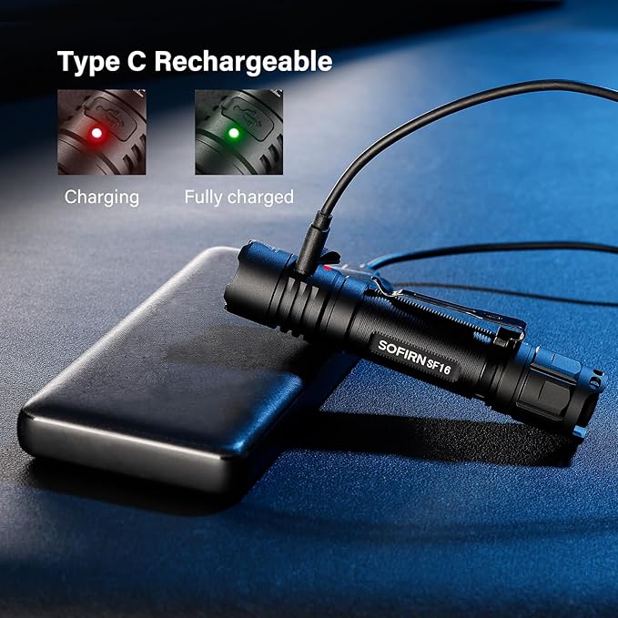 365nm UV Flashlight Black Light, Sofirn SF16 Rechargeable Powerful LED Blacklight Flashlight for Detecting Pet Dog Urine, Unveil Invisible Stains, High Definition Pure Ultraviolet(Battery Included)