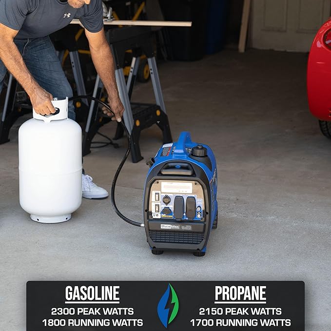 DuroMax XP2300iH 2,300-Watt Dual Fuel Portable Digital Inverter Generator - Gas & Propane, RV & Emergency Ready