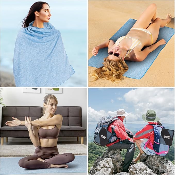 Quick Dry Microfiber Camping Towel Large for Beach Travel Body Yoga Swimming Pool Hiking(Blue, 30X60 Inch)