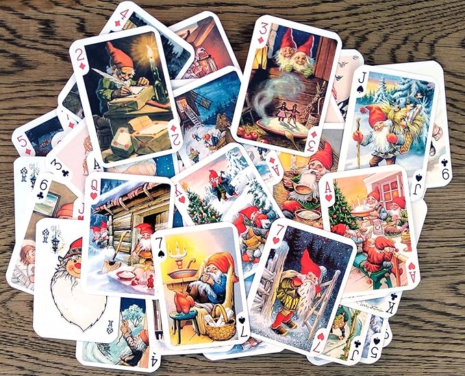 Christmas Gnomes Playing Cards (Poker Deck 54 Cards All Different) Christmas Gnomes Winter Dwarves Vintage Postcards Posters Carlsson