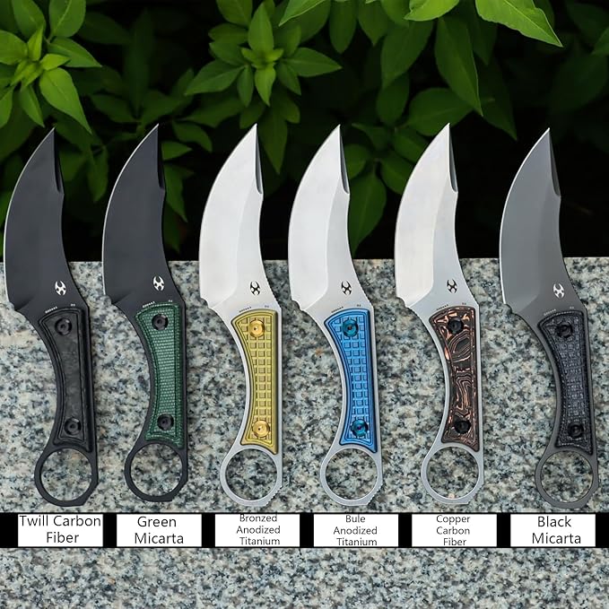 KANSEPT Niko Fixed blade Knife with Sheath, 3.54'' Black TiCn Coated D2 Blade and Green Micarta with Frag Pattern Handle, Adjustable Kydex Sheath for EDC,Fixed Knifes for Camping Hiking Fishing G004A2
