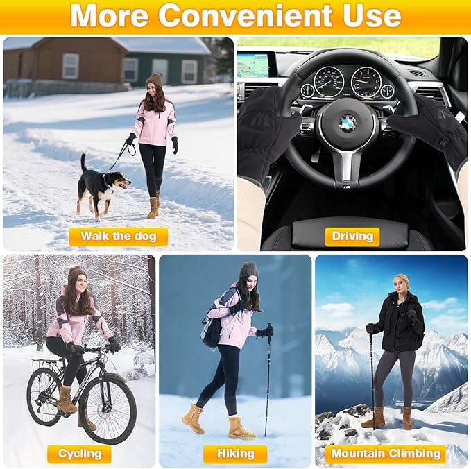 Moon Kitty Women?™s Winter Waterproof Running Gloves Windproof Thermal with Touchscreen Fingers Cold Weather Gloves for Women