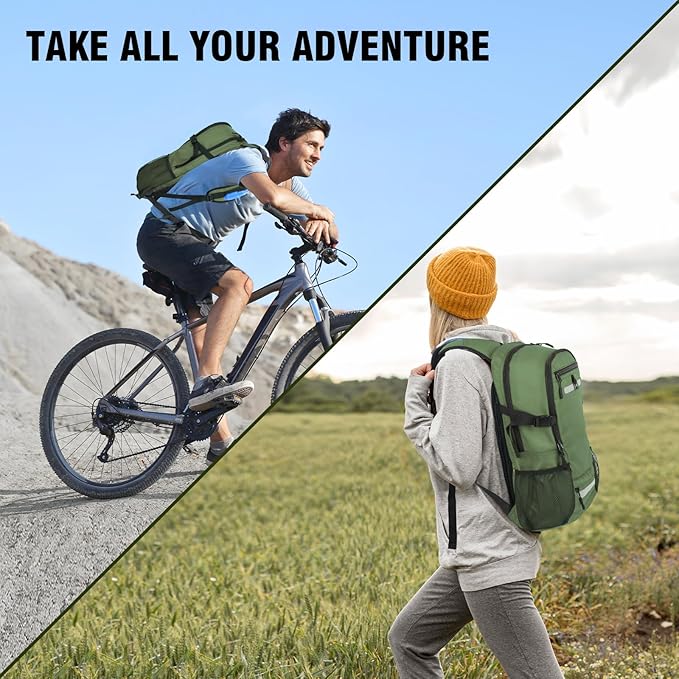 Zavothy 18L Multipurpose Hiking Backpack with 3L Water Bladder ??Durable Hydration Backpack with Insulated Bladder Compartment, Hidden Helmet Holder & Rain Cover ??for Hiking, Commuting, and Camping