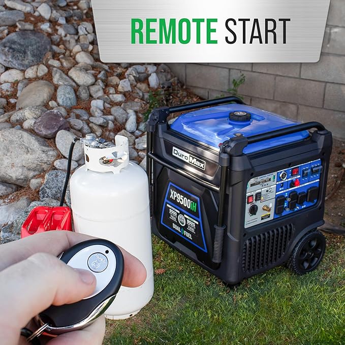 DuroMax XP9500iH 9,500-Watt Dual Fuel Portable Digital Inverter Generator - Gas & Propane, Remote Electric Start, RV & Emergency Ready