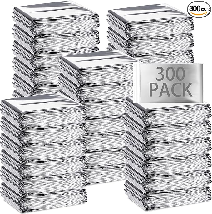 Macarrie Emergency Blanket Bulk - Survival Thermal Silver Foil Reflective Blankets Set Pack for Outdoors Shelter Space, Camping, Hiking, First Aid Supplies, Homeless Donations