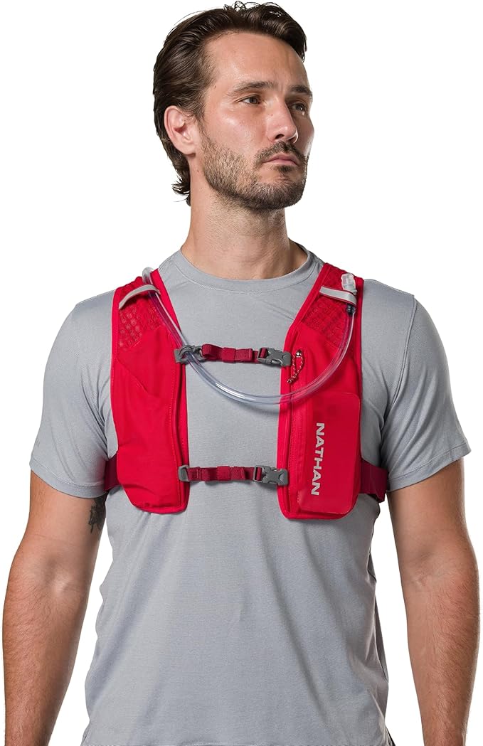Nathan QuickStart 1.5L Hydration Pack Vest with Bladder or flasks, Storage Pockets, Breathable Moisture-Wicking Fabric, Adjustable Straps for Running, Hiking, Walking, Marathons, Obstacle Races