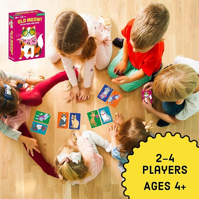 Mudpuppy Old Meow! – Feline Version of Classic Kids Old Maid Card Game with Cute Illustrations of Cats for Children Ages 4 and Up, 2-4 Players