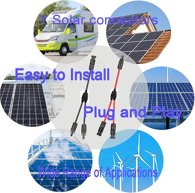 Y Solar Connector 1 to 2 Solar Y Branch Parallel Cable,Solar Male Female Connector Adapter,4 mm² Cable Waterproof IP68, for Solar Panels,Solar Cells (Y 1-2 Mini)