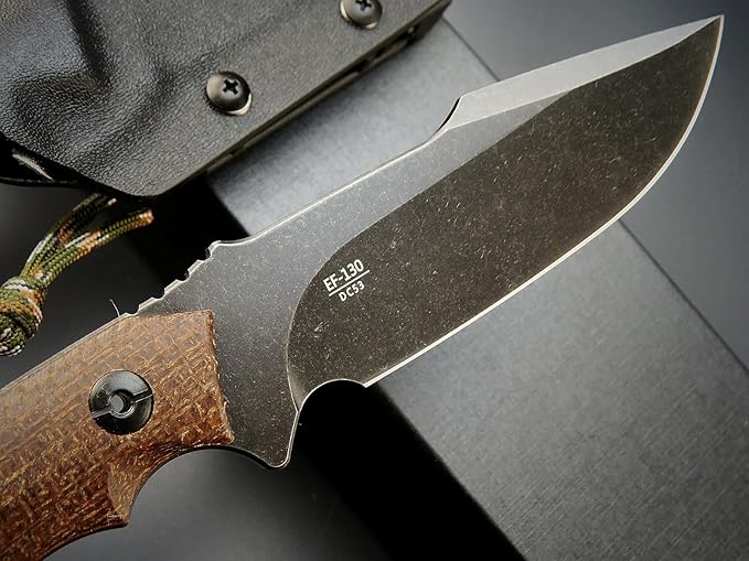 Eafengrow EF130 Fixed Blade Knife, DC53 Steel Blade,G10/Micarta Handle Full Tang EDC Fixed Knifes Straight Knife for Working Camping Hunting Field Adventure Survival