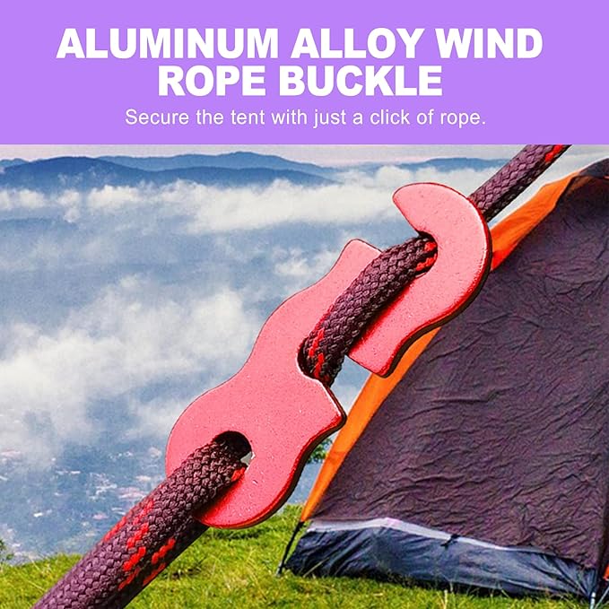 20 Pcs Knot-Free Aluminum Rope Tensioner Guyline Cord Adjuster - Heavy Duty Tent Rope Tightener for Camping, Hiking, Backpacking, Paracord Accessories