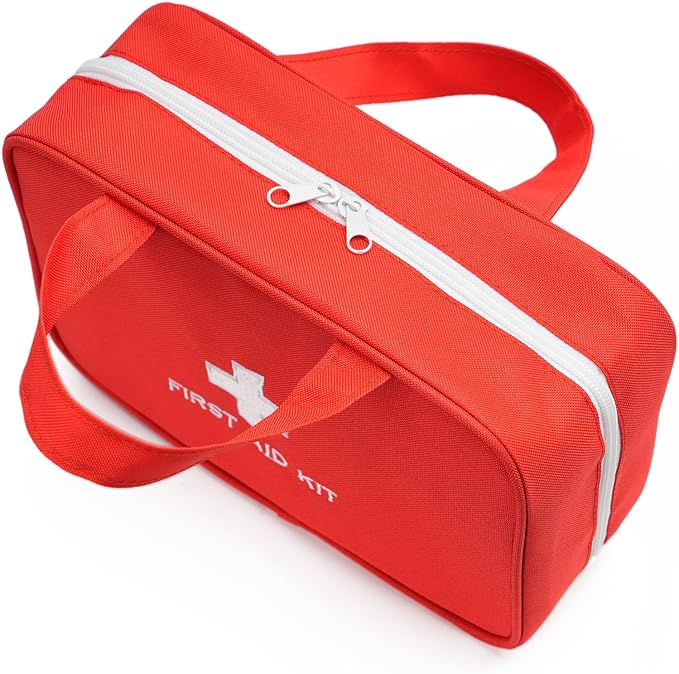 Compact Empty First Aid Kit Bag Emergency Trauma Medical Pouch Travel Medicine Organizer Bag for Home, Camping, Traveling, Car (Red)