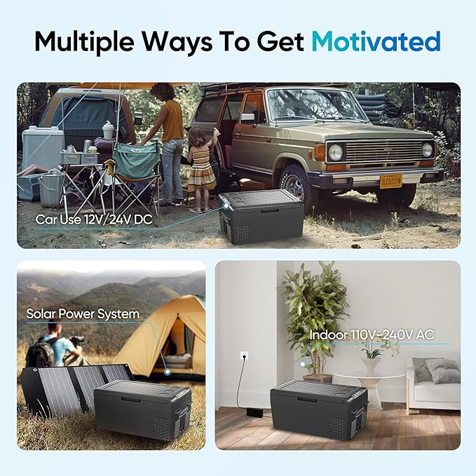 12 Volt Refrigerator - 21QT(20L) Electric Cooler 50Hours Still Keep Cool, Portable Refrigerator APP Control -4℉~68℉, Car Refrigerator 12/24V DC 100-240V AC for Travel Camping Truck RV Boat