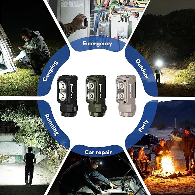 WUBEN E7 1800 Lumen Rechargeable Mini Flashlights with Magnet - Super Bright 6 Modes EDC Flashlight, Typ-C Rechargeable LED; IP68 Pocket Flashlight for Headlamp Use, Rescue, Camping